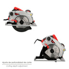 Circular saw 1300 watt. With laser, 185 mm blade, 4,700 rpm, miter cut, depth regulator. Miter saw, wood saw.