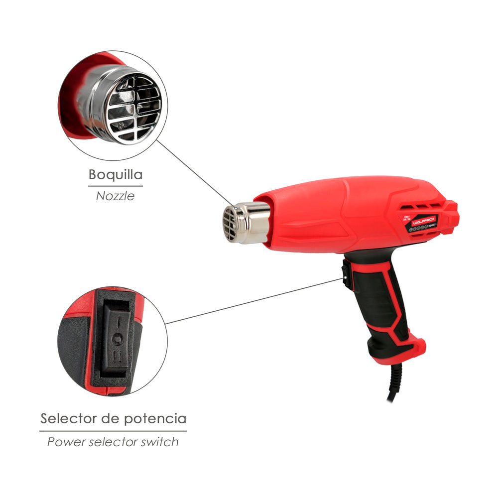 Pistola de ar quente 2000 watts. 2 potências com acessórios. Decapador, pistola de decapar ar quente