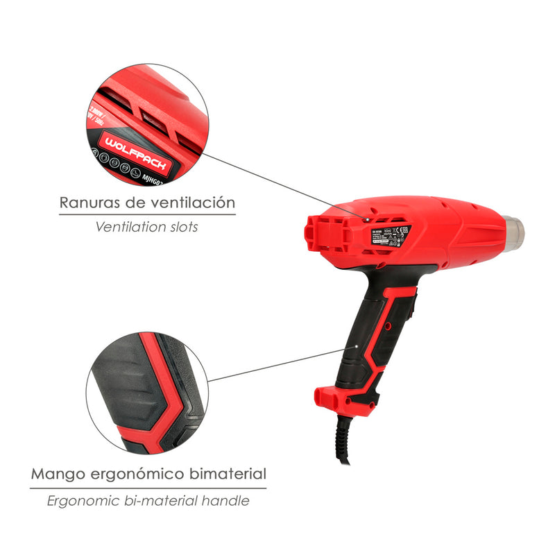 Pistola aire caliente 2000 watt. 2 potencias con  accesorios. decapador, pistola decapar aire caliente