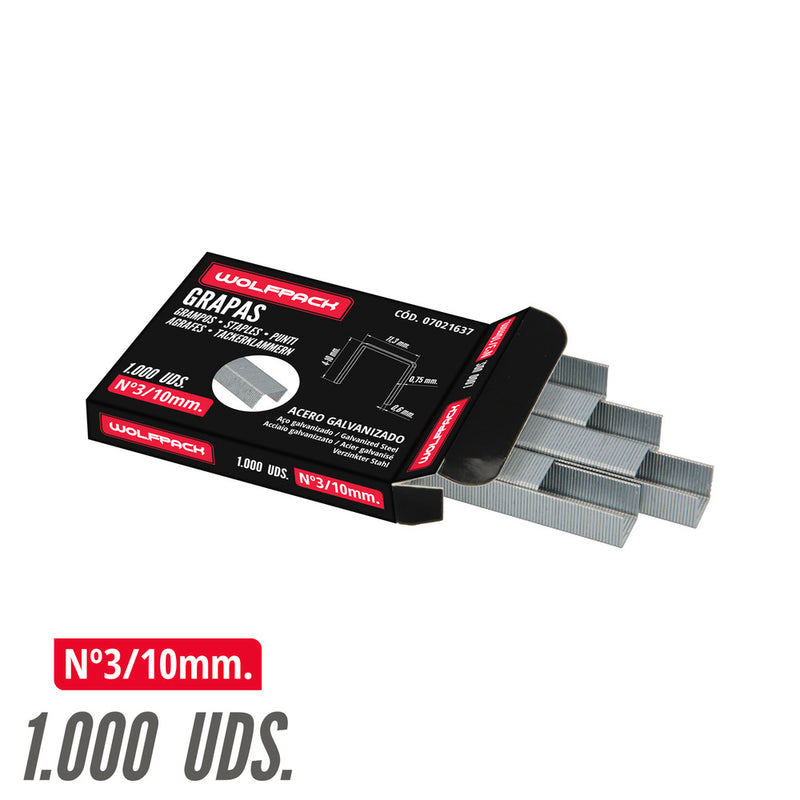 Grapas para clavadora electrica nº 3 10x11,4 mm. caja 1.000 piezas. grapas tipo 53. grapas grapadora,
