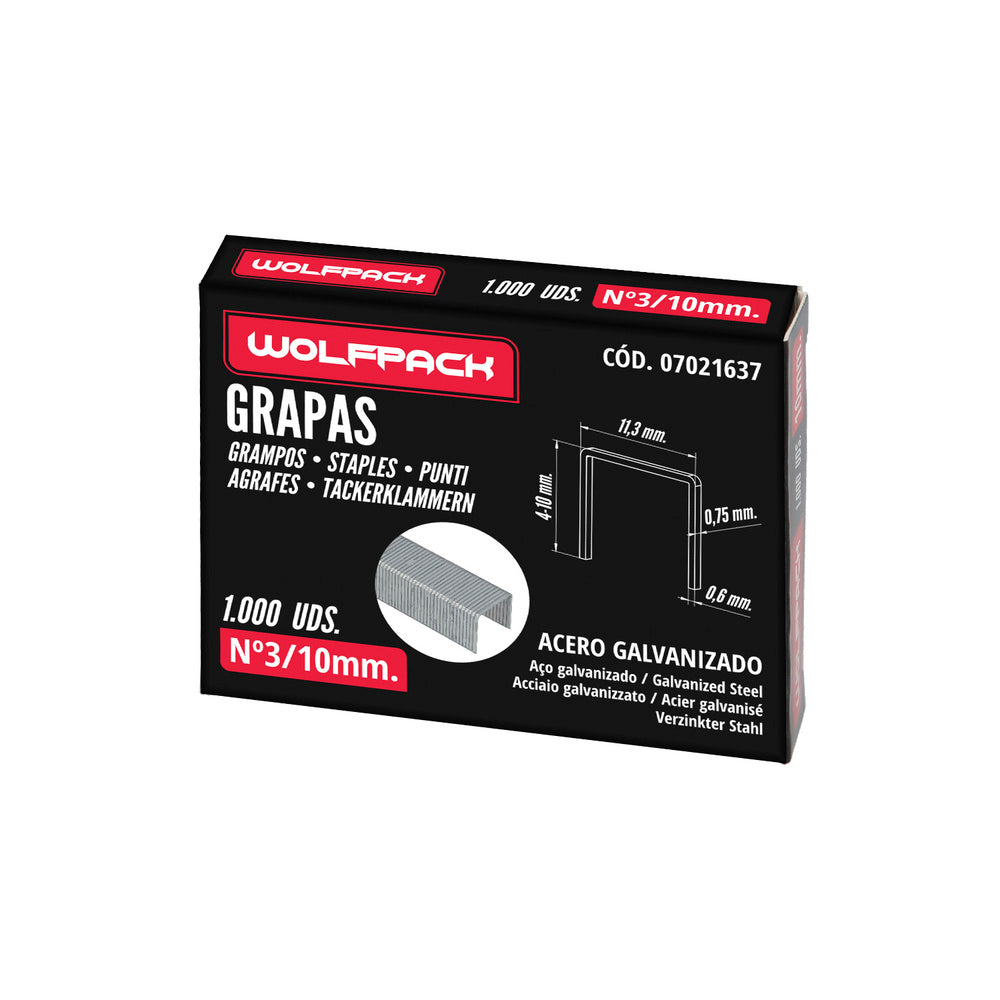 Grapas para clavadora eléctrica nº 3 10x11,4 mm caja 1.000 piezas. Grapas tipo 53. Grapas grapadora,