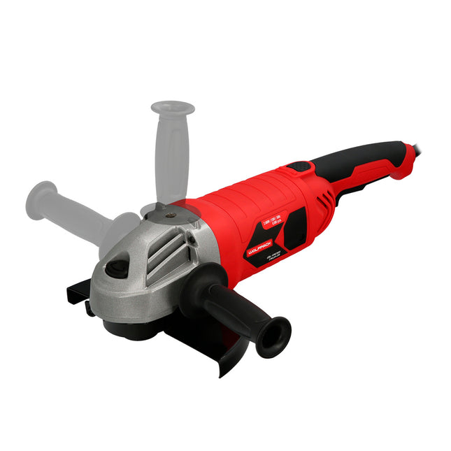 Amoladora angular 2.400 watt. disco ø 230 mm. 6.500 r.p.m. mango 3 posiciones eje M14 protector disco ajustable, anti arranque