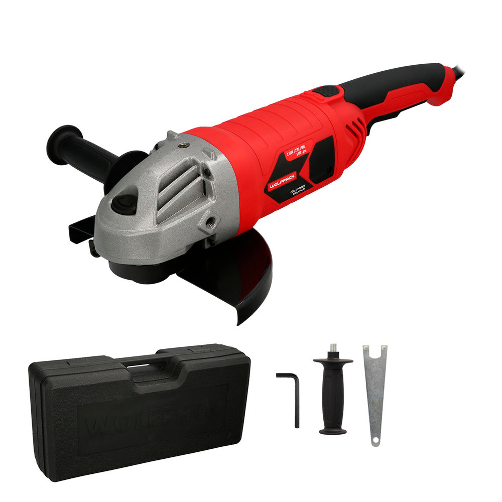 Rebarbadora angular 2.400 watt. Disco ø 230 mm 6.500 r.p.m. Punho 3 posições eixo m14 proteção de disco ajustável, anti arranque