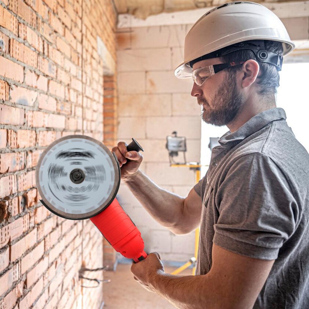 2,400 W Angle grinder. 230 mm diameter disc, 6,500 rpm. 3-position handle, M14 spindle, adjustable disc guard, anti-restart.