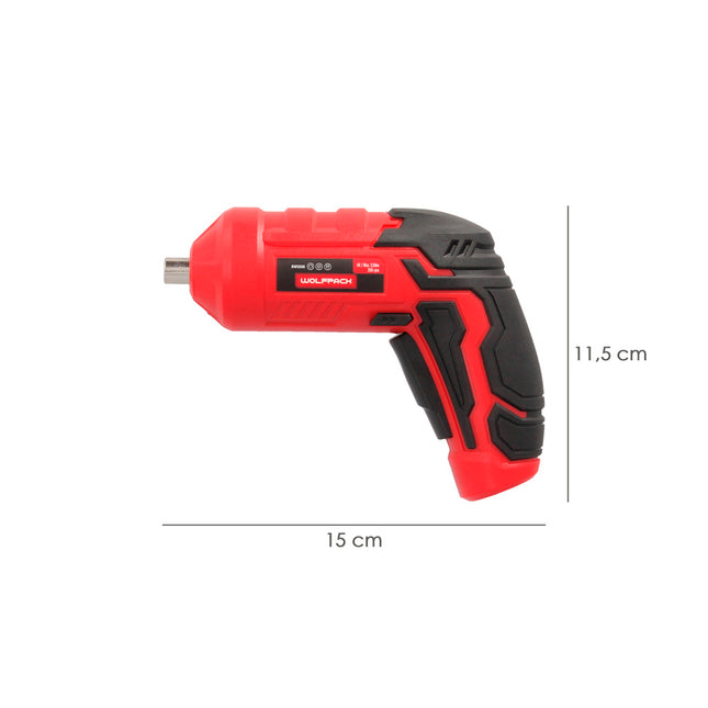 Atornillador 4 v. con LED, funda y 5 destorpuntas, batería recargable USB