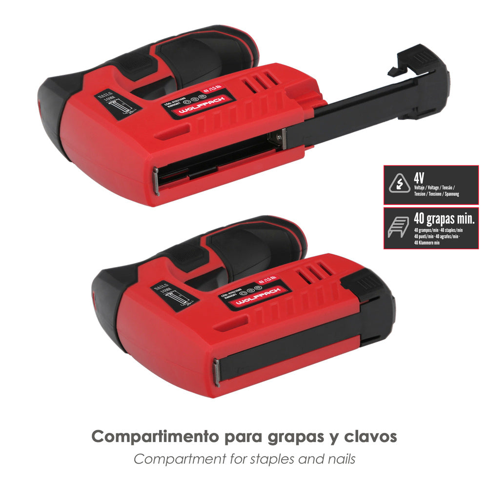 Agrafador/pregador recarregável, pregador pneumático, pregador a bateria, 1500 mAh, 40 agrafos por minuto com agrafos e pregos.