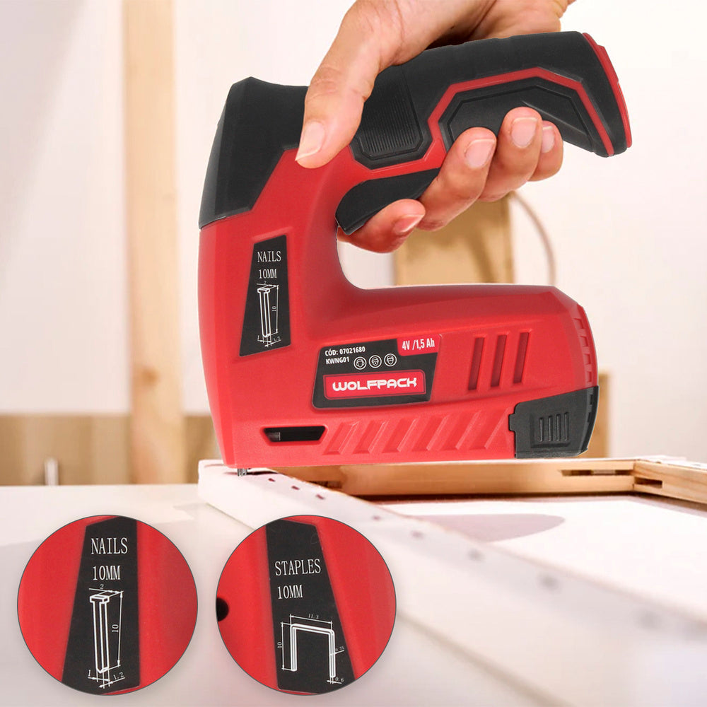 Agrafador/pregador recarregável, pregador pneumático, pregador a bateria, 1500 mAh, 40 agrafos por minuto com agrafos e pregos.