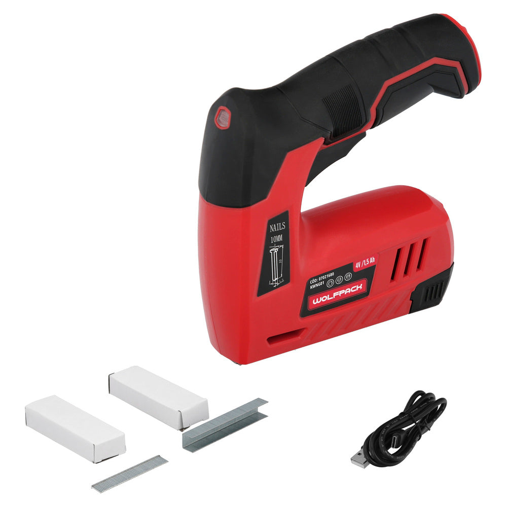 Agrafador/pregador recarregável, pregador pneumático, pregador a bateria, 1500 mAh, 40 agrafos por minuto com agrafos e pregos.