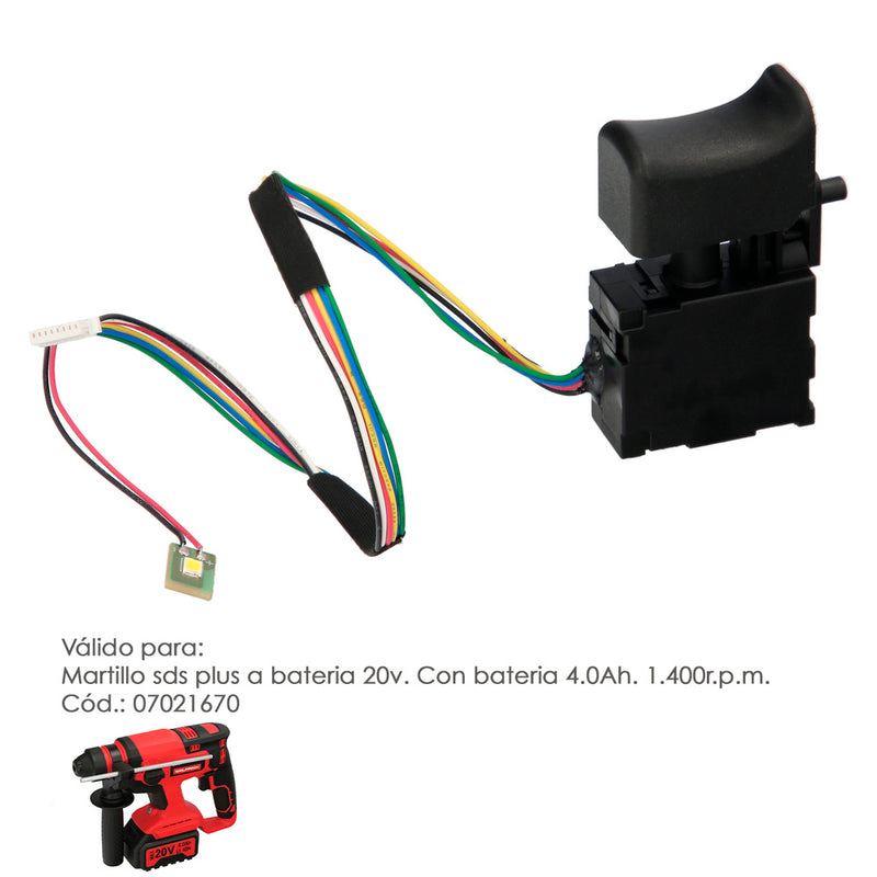 Interruptor martillo SDS PLUS a batería 20 volt. con batería 4.0 ah. . codigo 07021670