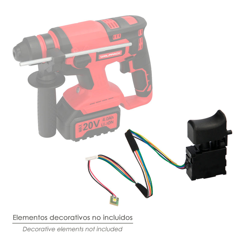 Interruptor martillo SDS PLUS a batería 20 volt. con batería 4.0 ah. . codigo 07021670