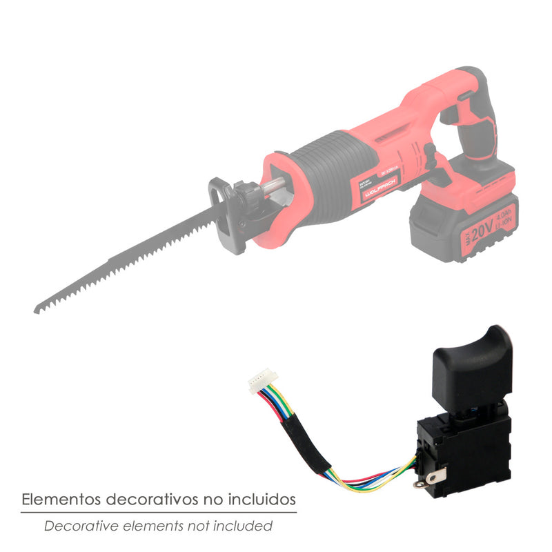 Interruptor para sierra de sable 20 v con batería 4 ah. codigo 07021660