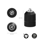 Portabrocas sin llave nailon 1/2" hembra ø 13mm  sin llave portabrocas, autoajustable