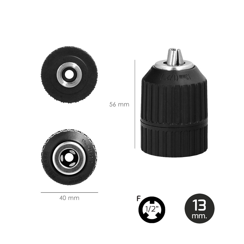 Portabrocas sin llave nailon 1/2" hembra ø 13mm  sin llave portabrocas, autoajustable