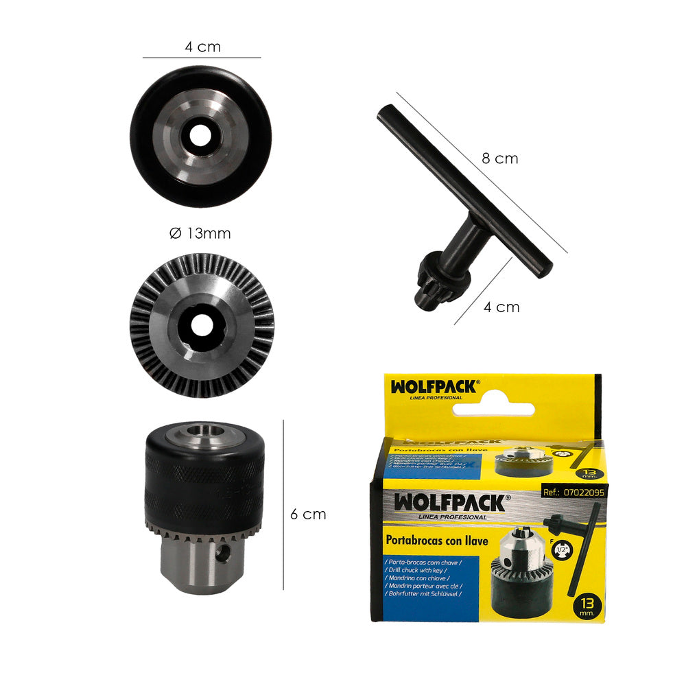 Portabrocas con llave 1/2" hembra ø 13 mm para taladros y taladradoras