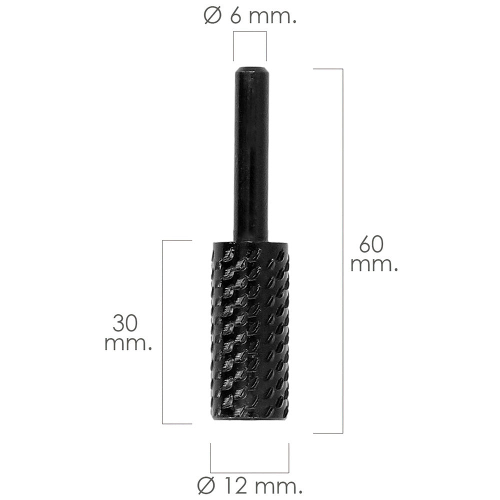 Cylindrical rotary burr for metal, ø 12 mm for drill / milling machine