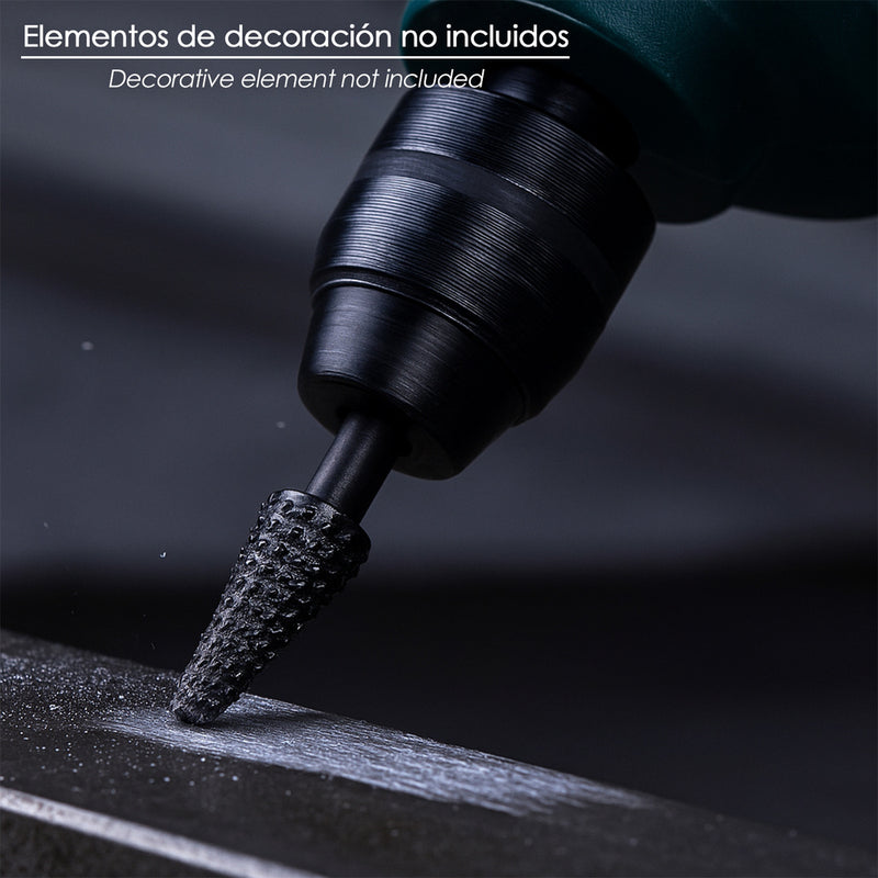 Fresa rotativa para metal conica ø 6 a 15 mm. para taladro / fresadora