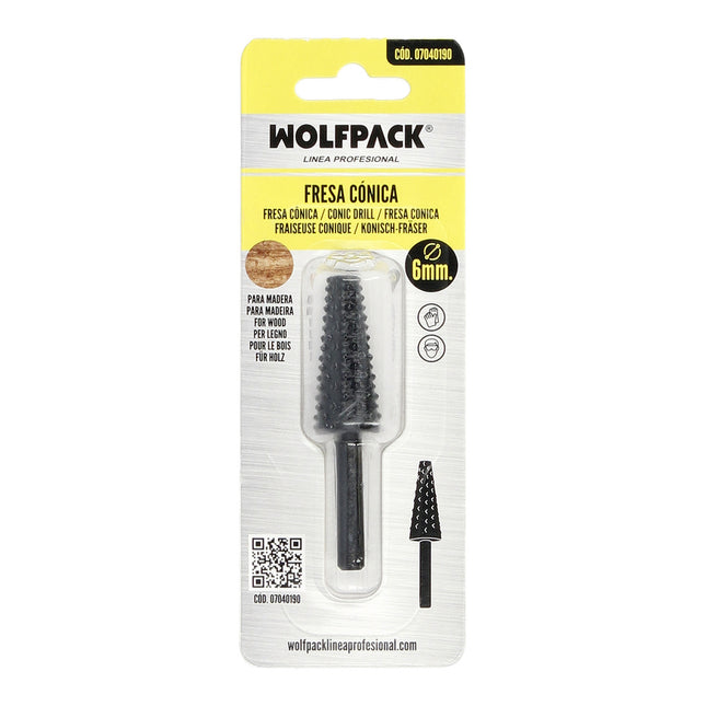 Fresa rotativa para madera conica ø 6 a 15 mm. para taladro / fresadora