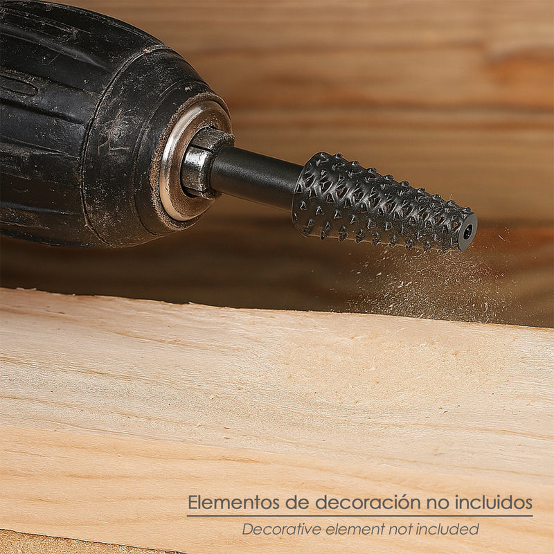 Fresa rotativa para madera conica ø 6 a 15 mm. para taladro / fresadora