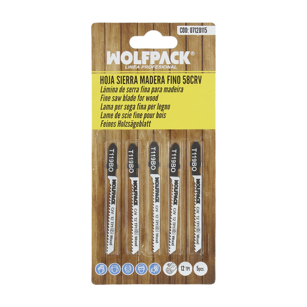 Hojas sierra calar para madera corte fino 5 piezas. Hoja cromo vanadio 58. Vástago t universal