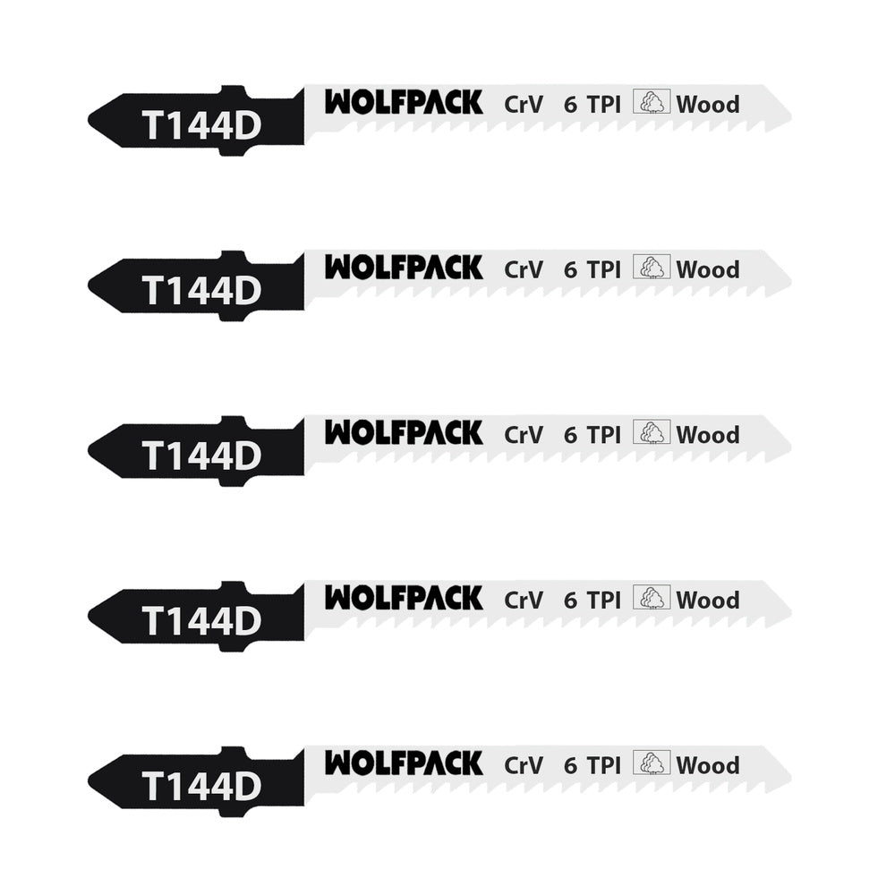 Jigsaw blade for wood thick cut 5 pieces. Chrome vanadium blade 58. Universal T-shank.