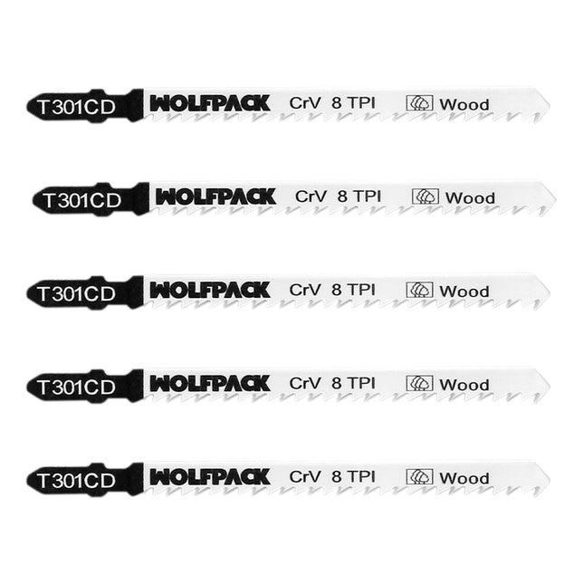 Hojas larga sierra calar para madera corte medio 5 piezas. hoja cromo vanadio 58. vastago t universal