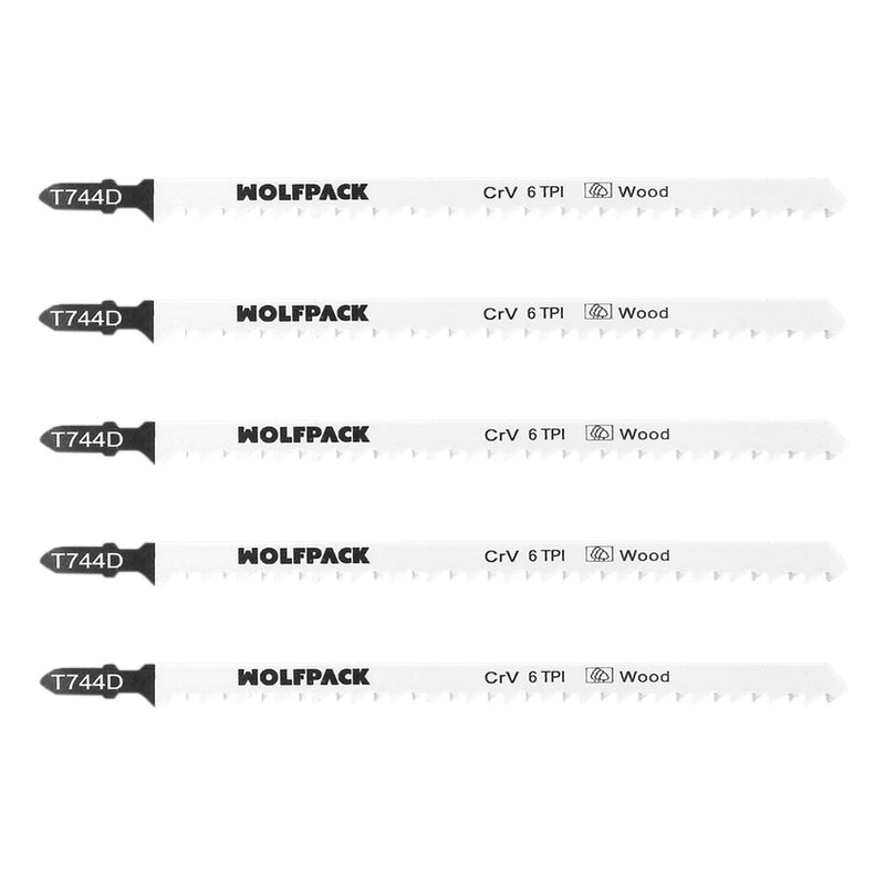 Hoja larga sierra calar para madera corte grueso 5 piezas. hoja cromo vanadio 58. vastago t universal