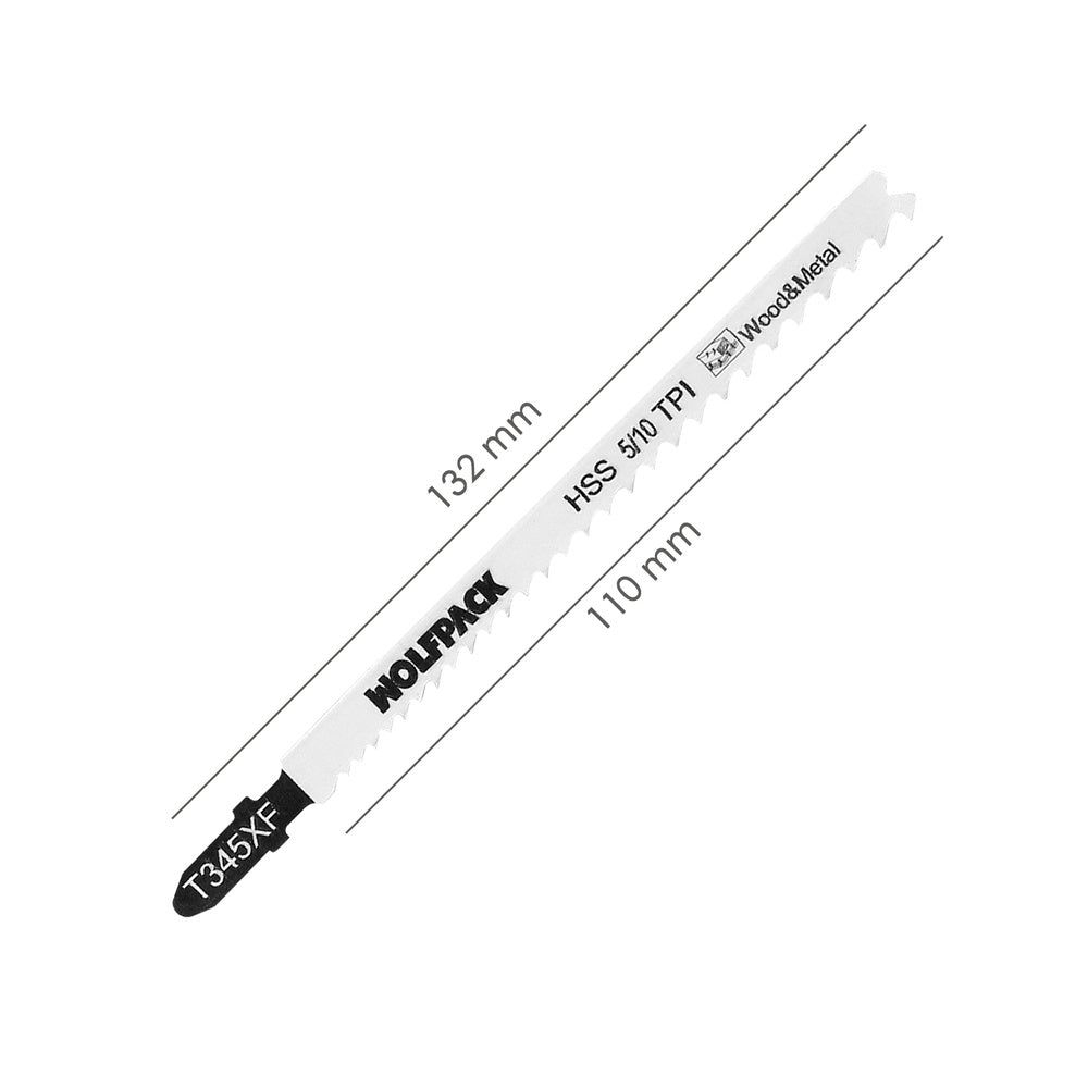 Jigsaw blade for wood / metal / plastic, medium/thick cut, 5 pieces. Chrome vanadium blade 58. Universal T-shank.