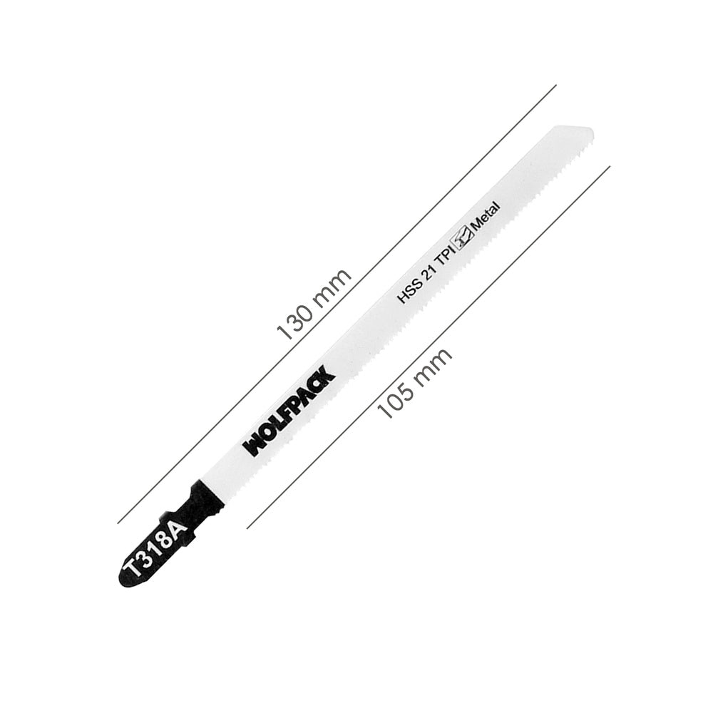 Jigsaw blades for thin metal, 5-piece HSS 21 TPI