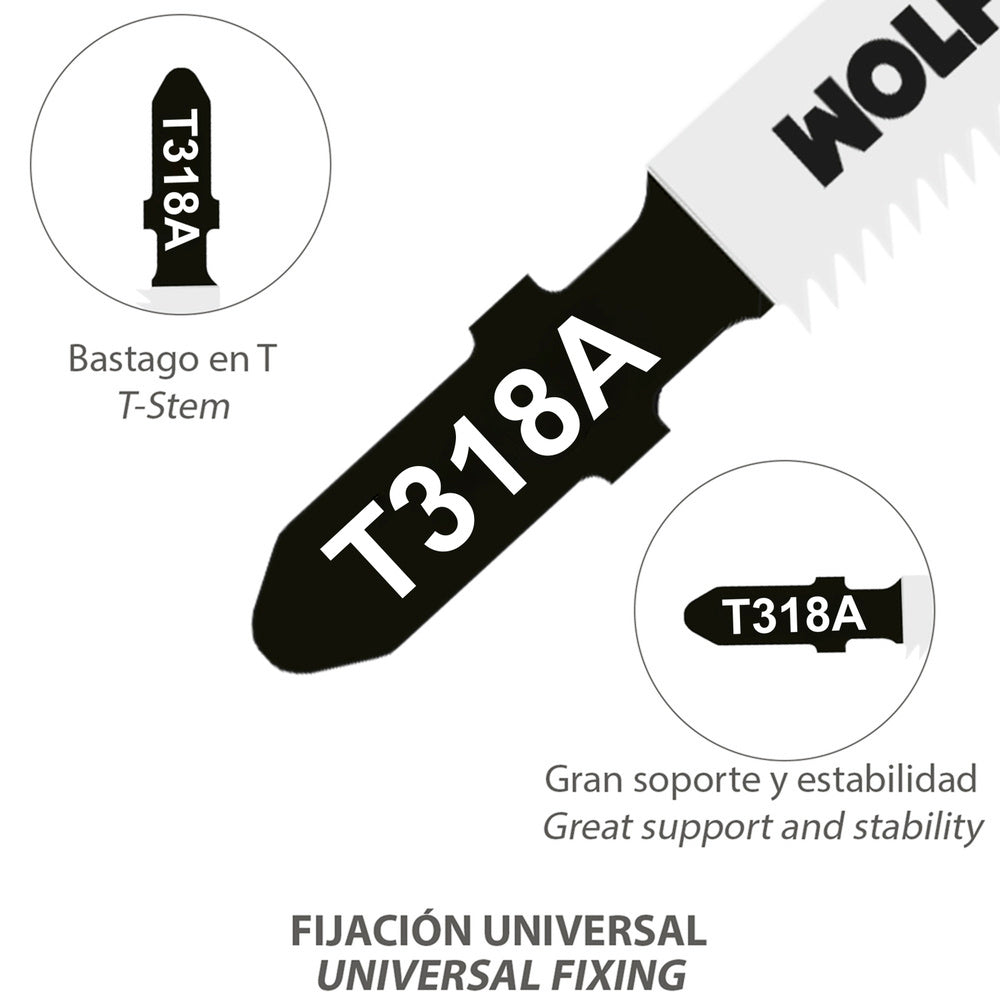 Jigsaw blades for thin metal, 5-piece HSS 21 TPI