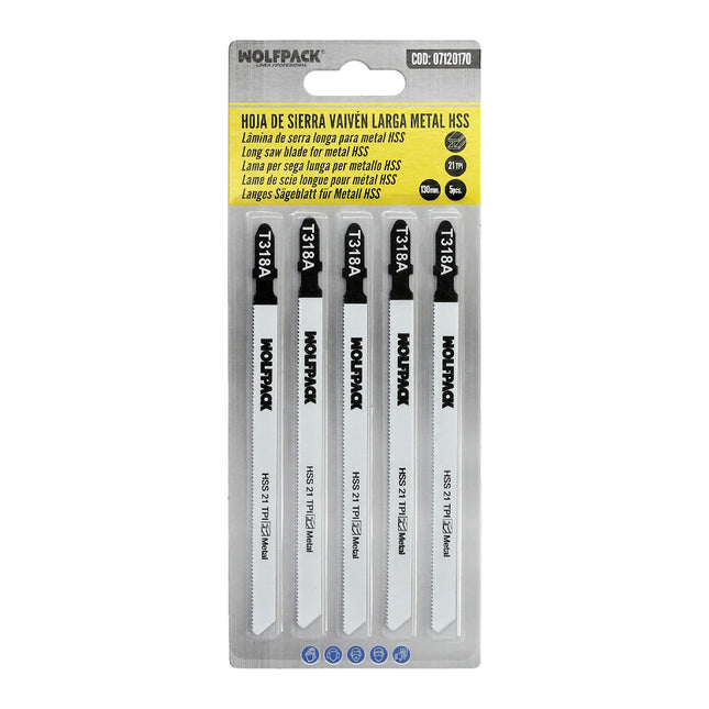 Hoja larga sierra calar metal fino 5 piezas HSS 21 TPI