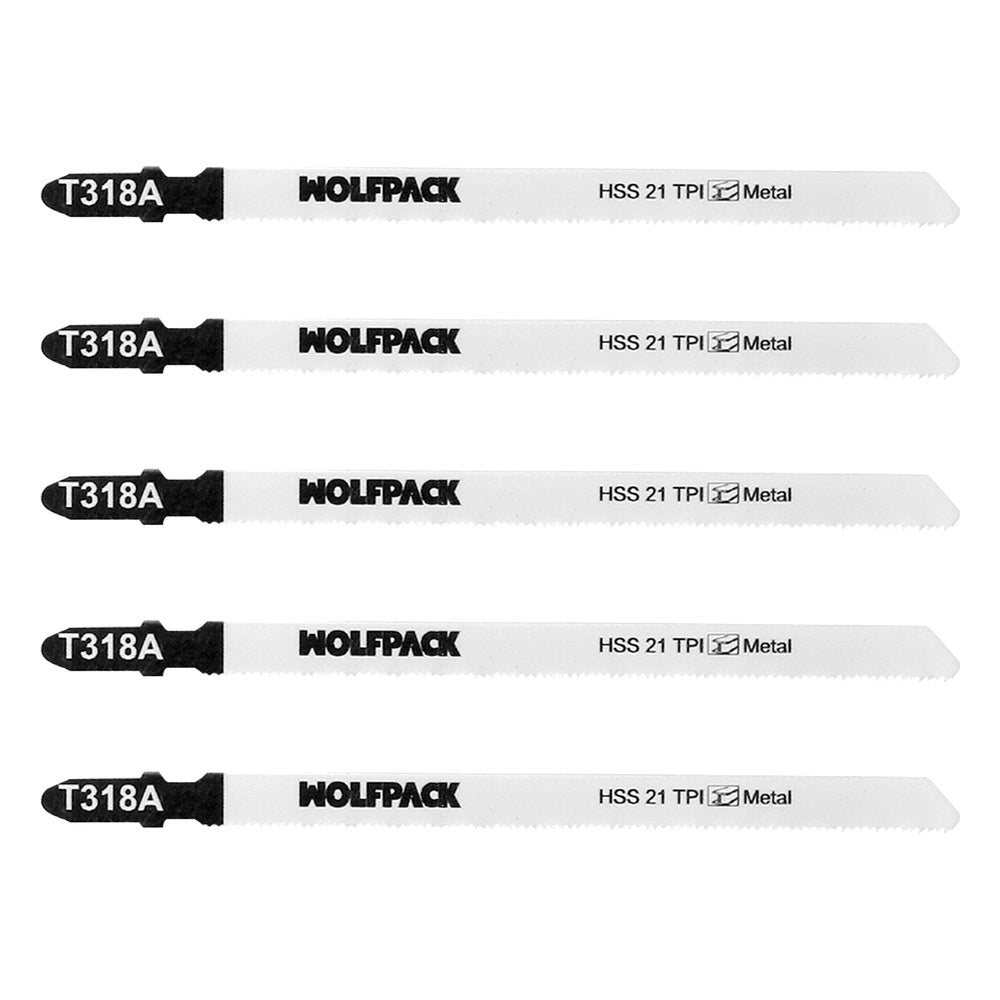 Jigsaw blades for thin metal, 5-piece HSS 21 TPI