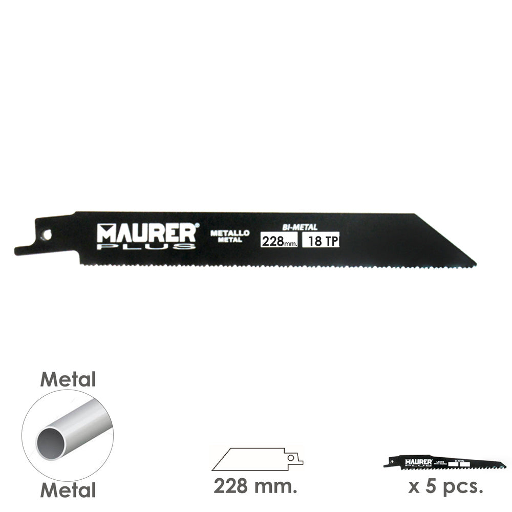 Hoja para sierra sable metal 228 mm. - 18 TPI tipo bosch (5 piezas)