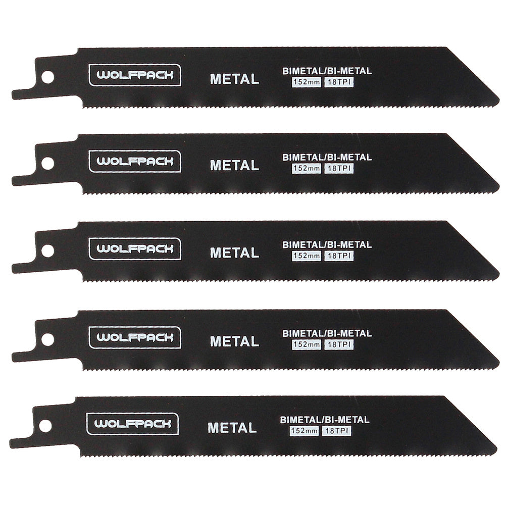 Lâmina de serra sabre para metal 152 mm 18 tpi. 5 peças. Corta ferro, alumínio, cobre, plástico