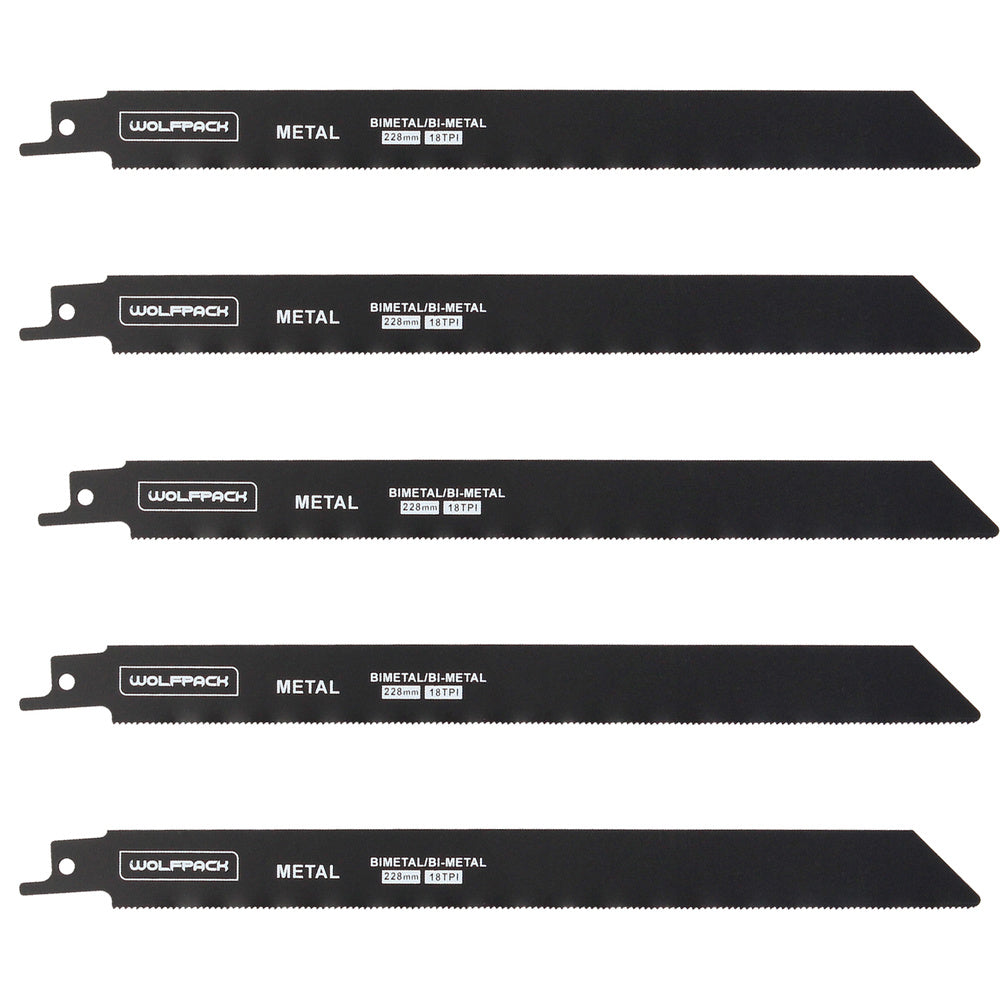 Lâmina serra sabre para metais 228 mm 18 dpp. 5 peças. Serra ferro alumínio, cobre, plástico