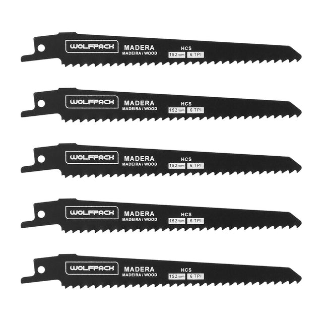 Hoja para sierra sable madera 152 mm. 6 TPI. 5 piezas. especial para madera