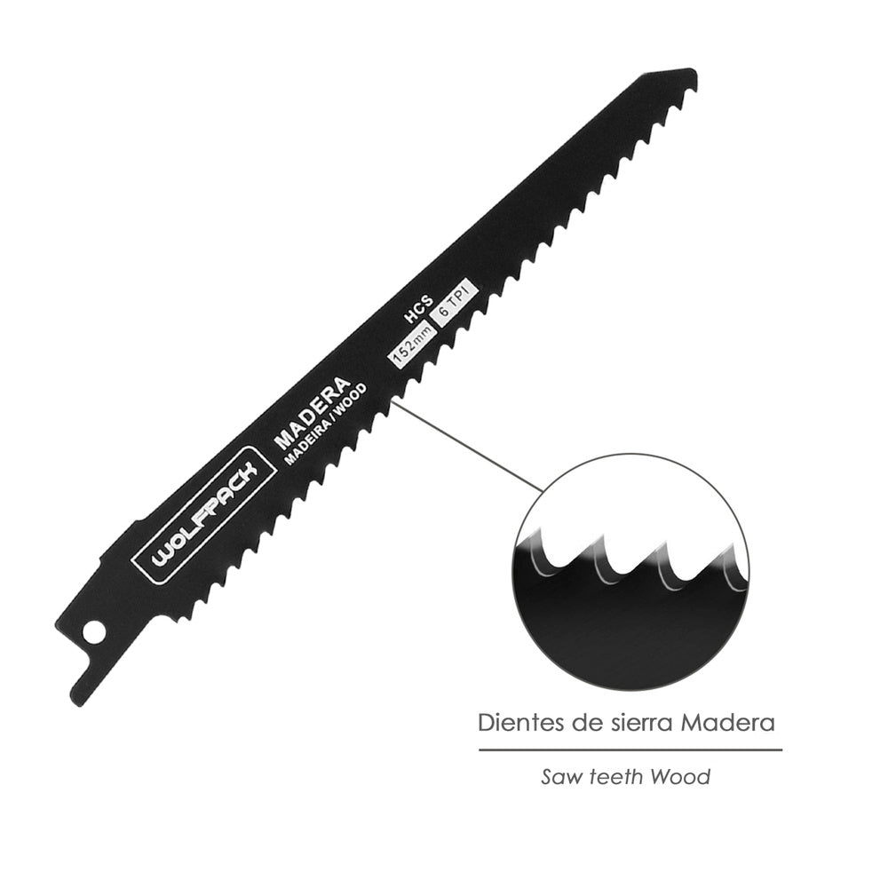 Reciprocating saw blade for wood 152 mm 6 tpi. 5 pieces. Special for wood.