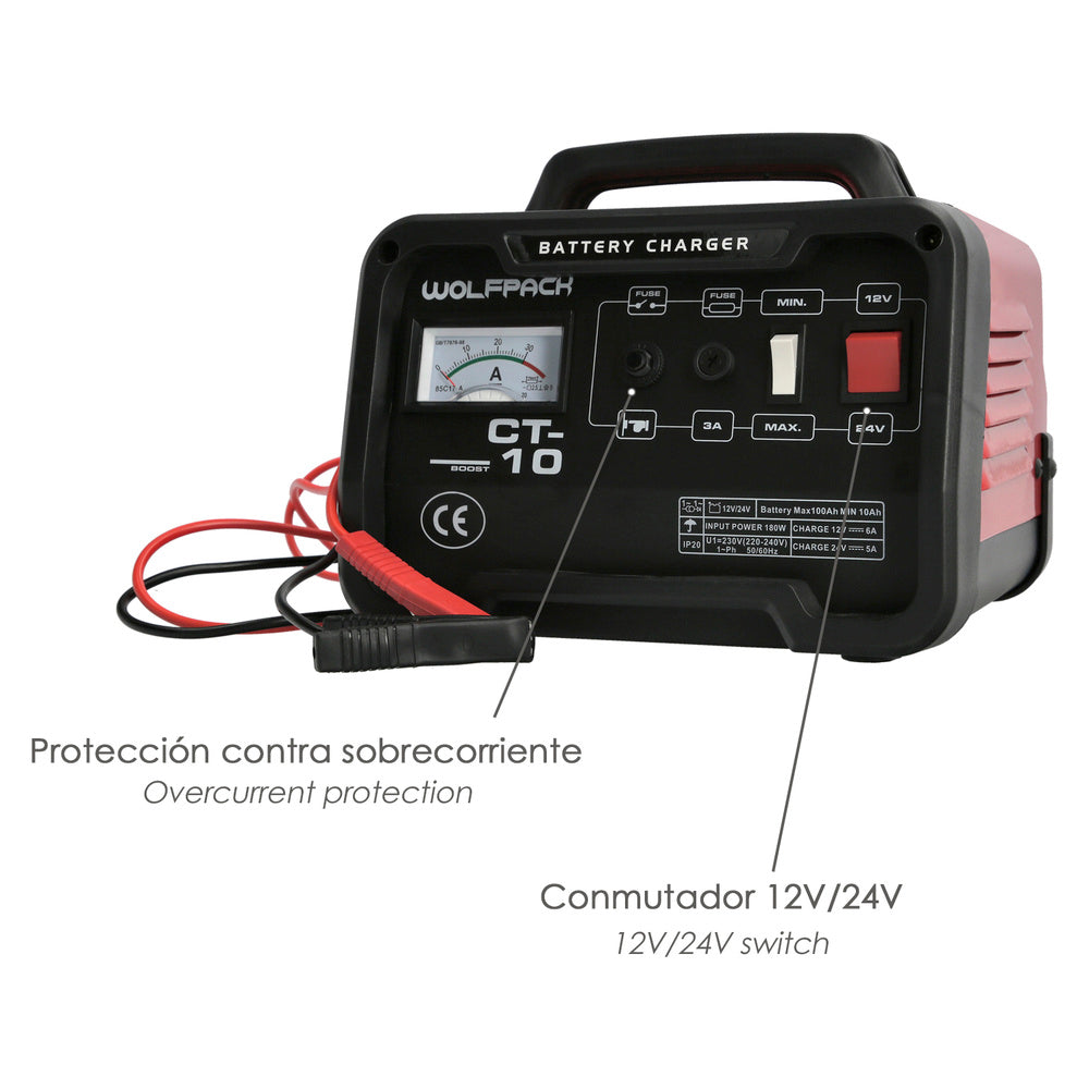 Charges 12/24V 10-100Ah batteries