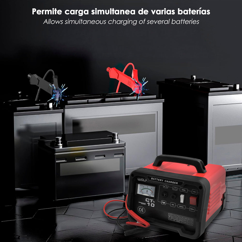 Charges 12/24V 10-100Ah batteries