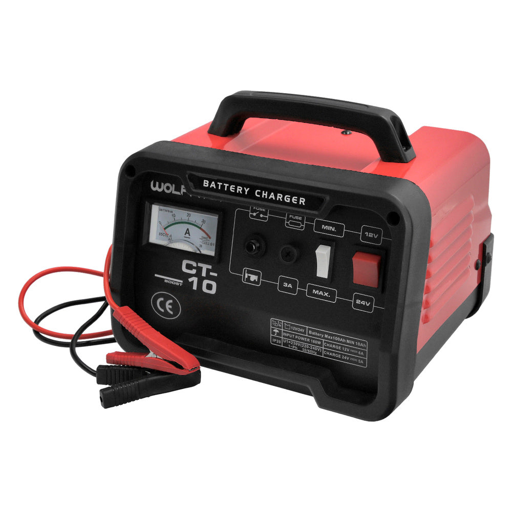 Charges 12/24V 10-100Ah batteries