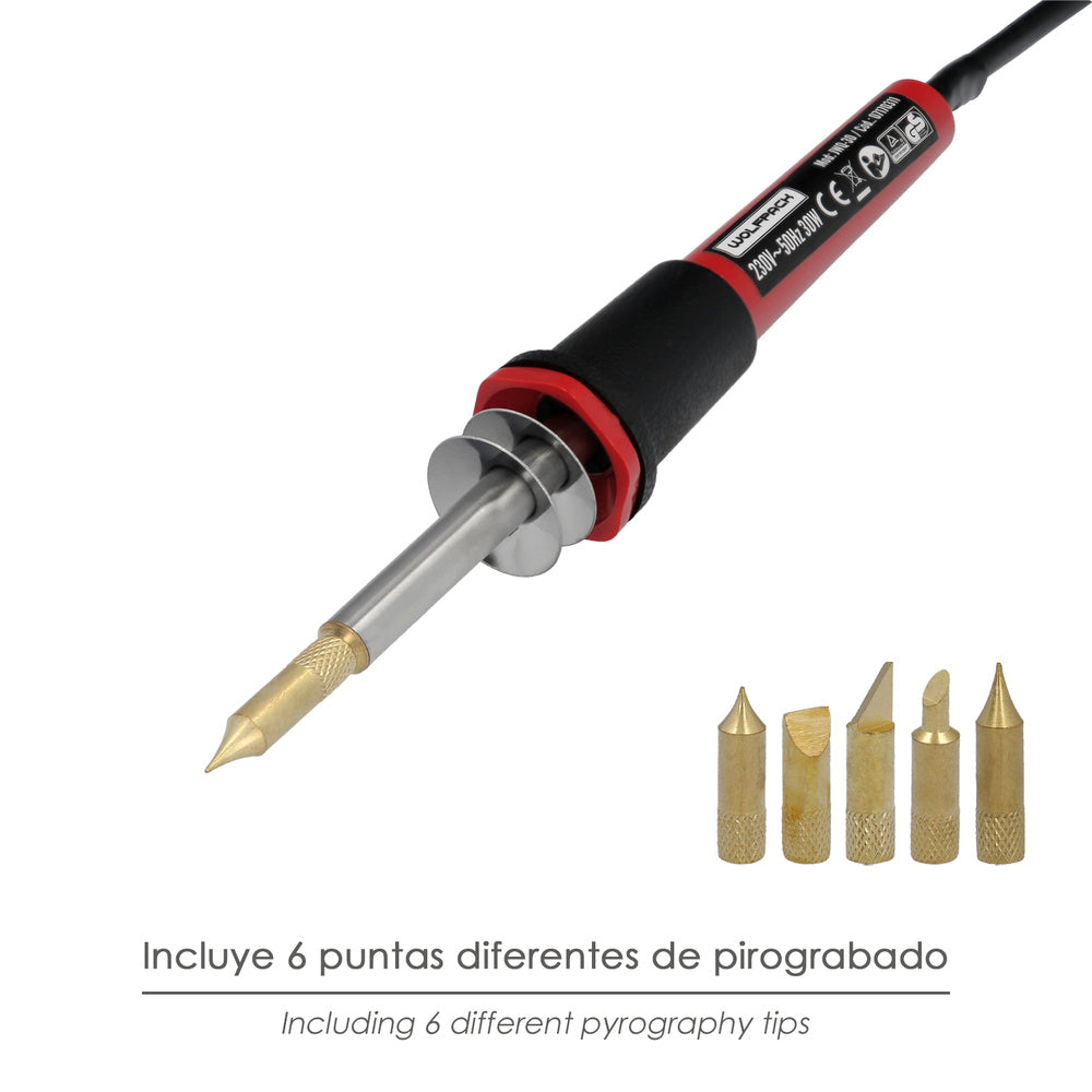 Soldador / grabador 30 watt. Con 6 puntas