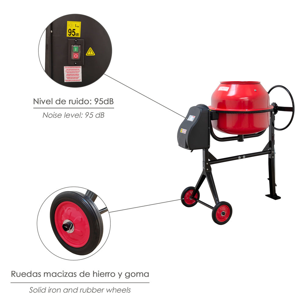 Hormigonera 160 litros / 650 w. Desmontable