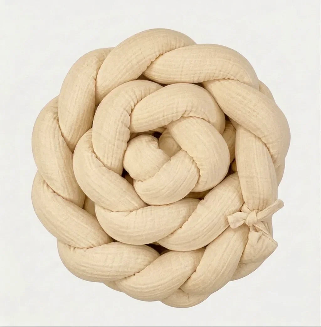 Muslin Crib Bumper Braid, 180cm, Beige | For Babies and Cribs