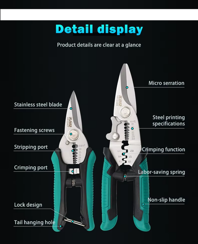 Tijeras multifuncionales de acero inoxidable de 6 y 8 PulgadasTijerasHardware > Tools > Cutters > Handheld Metal Shears & Nibblers