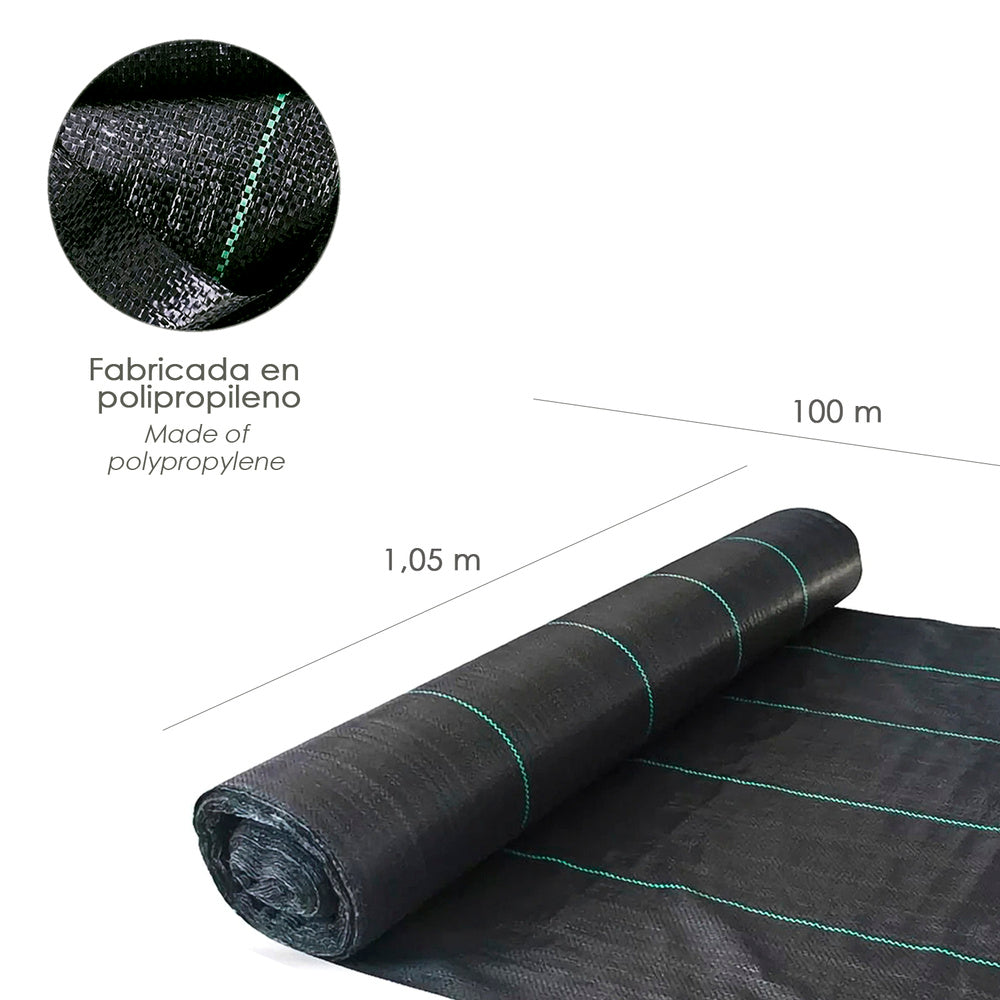 Weed control fabric (roll 1.05x10 meters) weed barrier, garden geotextile fabric, garden weed control membrane,