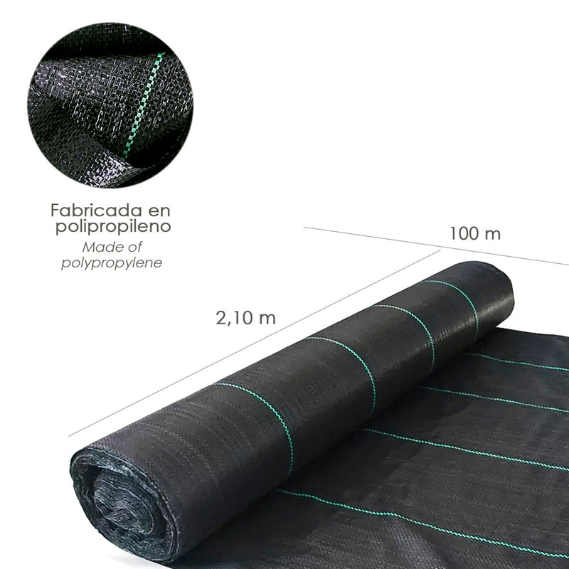 Malla antihierbas (rollo 2,1x100 metros) malla anti maleza, malla geotextil jardín, tela anti hierbas jardín,