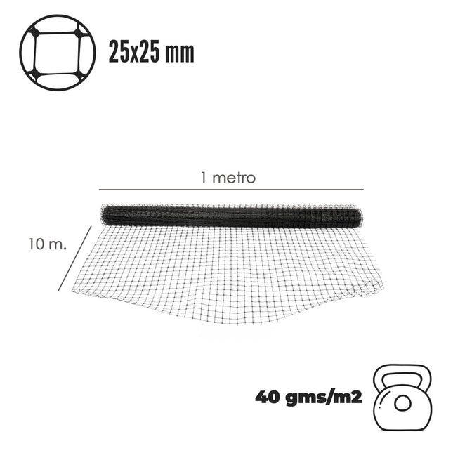 Malla protectora avicola BOP 25 x 25 mm. 40gms/m2. 1 m. x 10 m