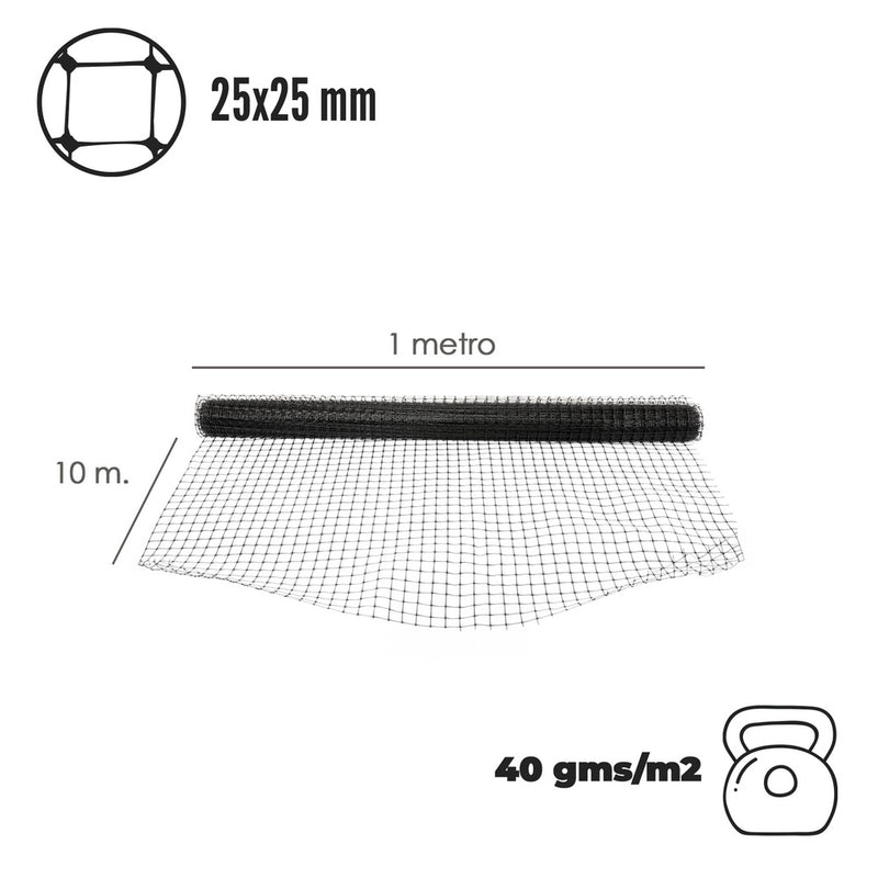 Malla protectora avicola BOP 25 x 25 mm. 40gms/m2. 1 m. x 10 m