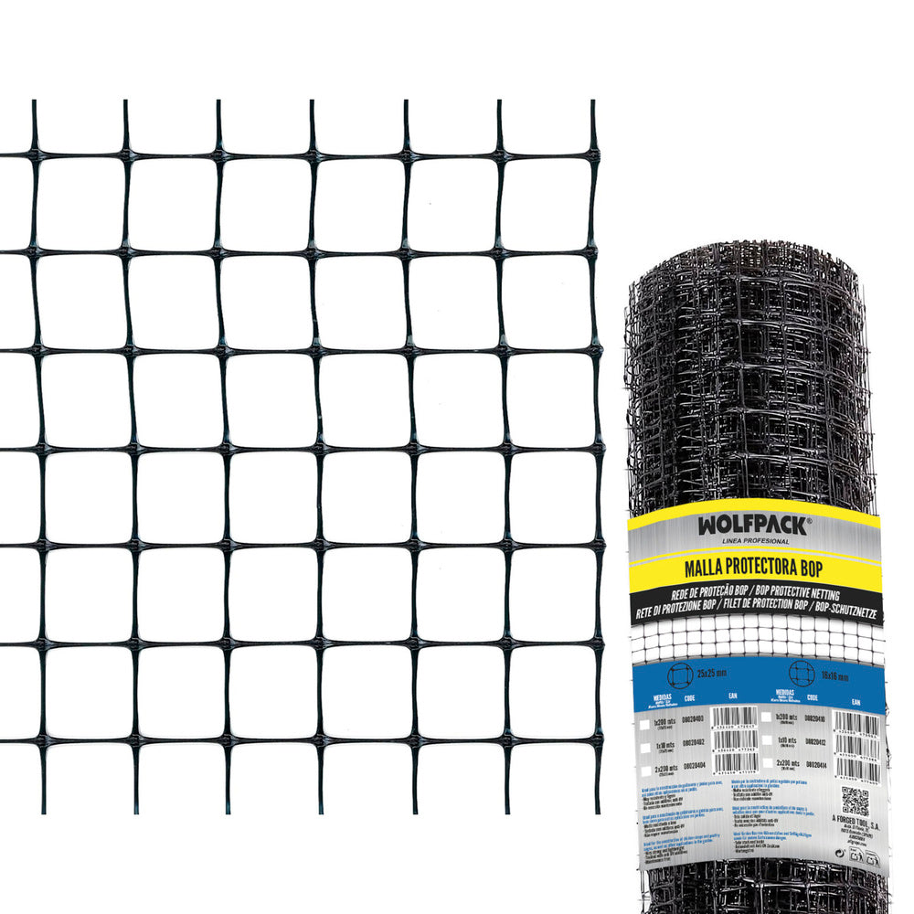 Malla protectora avícola bop 16 x 16 mm 50 gramos/m2. 2 m. x 200 m.