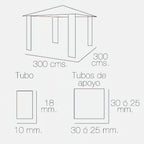 Pérgola papillon 3x3 metros plegable