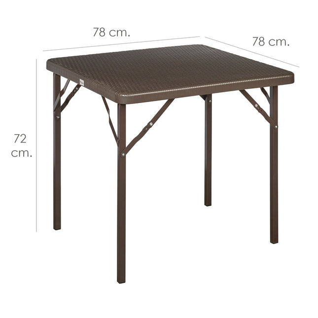 Mesa plegable cuadrada marrón 78x78x72 cm